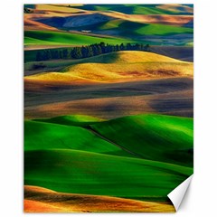 Grassland Nature Palouse Green Field Hill Sky Butte Canvas 11  X 14  by Bakwanart