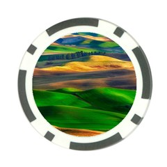 Grassland Nature Palouse Green Field Hill Sky Butte Poker Chip Card Guard by Bakwanart