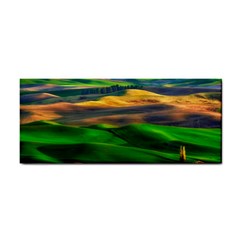 Grassland Nature Palouse Green Field Hill Sky Butte Hand Towel by Bakwanart