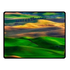 Grassland Nature Palouse Green Field Hill Sky Butte Fleece Blanket (small) by Bakwanart