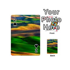 Grassland Nature Palouse Green Field Hill Sky Butte Playing Cards 54 Designs (mini)