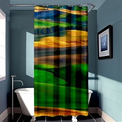 Grassland Nature Palouse Green Field Hill Sky Butte Shower Curtain 36  X 72  (stall)  by Bakwanart