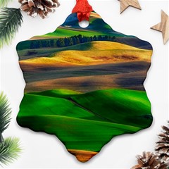 Grassland Nature Palouse Green Field Hill Sky Butte Ornament (snowflake)