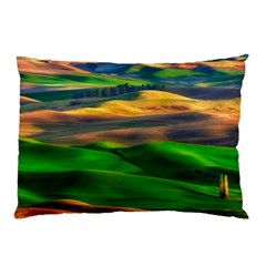 Grassland Nature Palouse Green Field Hill Sky Butte Pillow Case (two Sides) by Bakwanart