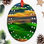 Grassland Nature Palouse Green Field Hill Sky Butte Ornament (Oval Filigree) Front