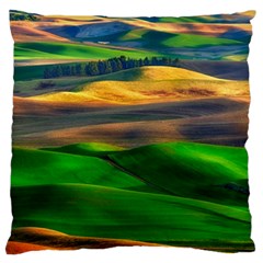 Grassland Nature Palouse Green Field Hill Sky Butte Standard Premium Plush Fleece Cushion Case (two Sides)