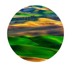 Grassland Nature Palouse Green Field Hill Sky Butte Mini Round Pill Box (pack Of 3) by Bakwanart