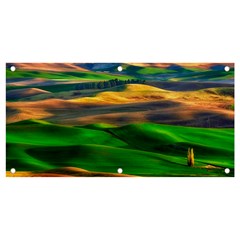 Grassland Nature Palouse Green Field Hill Sky Butte Banner And Sign 4  X 2  by Bakwanart