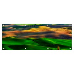 Grassland Nature Palouse Green Field Hill Sky Butte Banner And Sign 8  X 3 