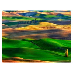 Grassland Nature Palouse Green Field Hill Sky Butte Two Sides Premium Plush Fleece Blanket (extra Small) by Bakwanart