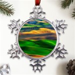 Grassland Nature Palouse Green Field Hill Sky Butte Metal Large Snowflake Ornament Front