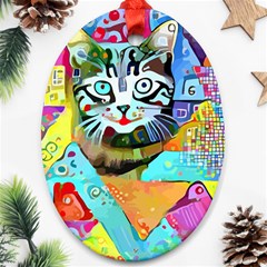 Kitten Cat Pet Animal Adorable Fluffy Cute Kitty Ornament (oval) by 99art