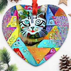 Kitten Cat Pet Animal Adorable Fluffy Cute Kitty Ornament (heart) by 99art