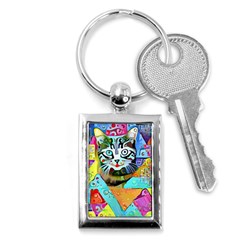 Kitten Cat Pet Animal Adorable Fluffy Cute Kitty Key Chain (rectangle) by 99art