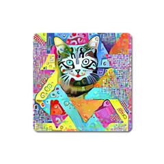 Kitten Cat Pet Animal Adorable Fluffy Cute Kitty Square Magnet by 99art