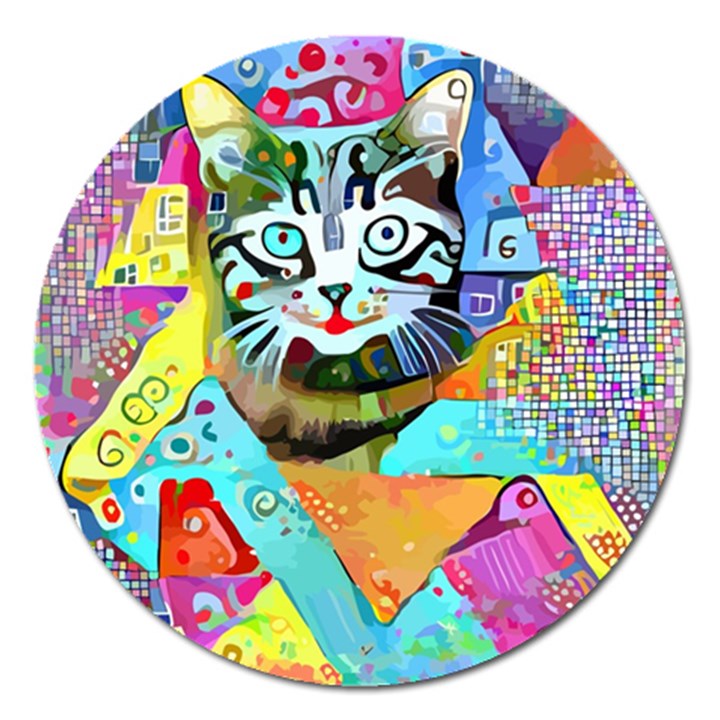 Kitten Cat Pet Animal Adorable Fluffy Cute Kitty Magnet 5  (Round)