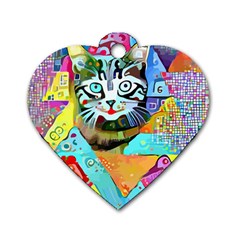 Kitten Cat Pet Animal Adorable Fluffy Cute Kitty Dog Tag Heart (two Sides) by 99art