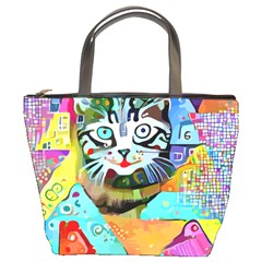 Kitten Cat Pet Animal Adorable Fluffy Cute Kitty Bucket Bag by 99art