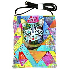 Kitten Cat Pet Animal Adorable Fluffy Cute Kitty Shoulder Sling Bag by 99art