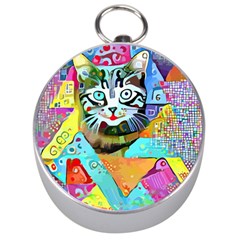 Kitten Cat Pet Animal Adorable Fluffy Cute Kitty Silver Compasses by 99art