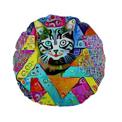 Kitten Cat Pet Animal Adorable Fluffy Cute Kitty Standard 15  Premium Flano Round Cushions by 99art