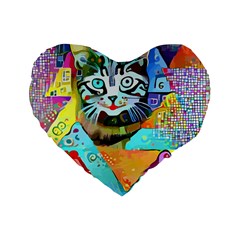 Kitten Cat Pet Animal Adorable Fluffy Cute Kitty Standard 16  Premium Flano Heart Shape Cushions by 99art