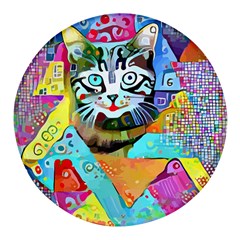 Kitten Cat Pet Animal Adorable Fluffy Cute Kitty Round Glass Fridge Magnet (4 Pack)