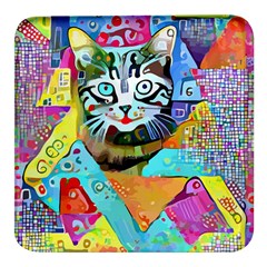 Kitten Cat Pet Animal Adorable Fluffy Cute Kitty Square Glass Fridge Magnet (4 Pack) by 99art