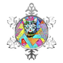 Kitten Cat Pet Animal Adorable Fluffy Cute Kitty Metal Small Snowflake Ornament by 99art