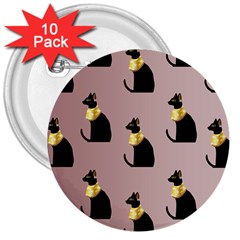 Cat Egyptian Ancient Statue Egypt Culture Animals 3  Buttons (10 Pack)  by 99art