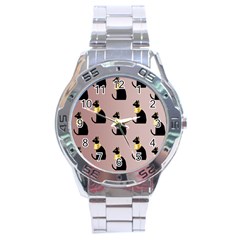 Cat Egyptian Ancient Statue Egypt Culture Animals Stainless Steel Analogue Watch by 99art