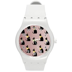 Cat Egyptian Ancient Statue Egypt Culture Animals Round Plastic Sport Watch (m) by 99art