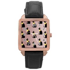 Cat Egyptian Ancient Statue Egypt Culture Animals Rose Gold Leather Watch  by 99art