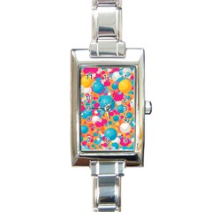 Circles Art Seamless Repeat Bright Colors Colorful Rectangle Italian Charm Watch by 99art