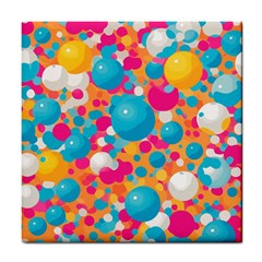 Circles Art Seamless Repeat Bright Colors Colorful Tile Coaster by 99art