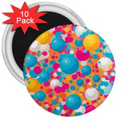 Circles Art Seamless Repeat Bright Colors Colorful 3  Magnets (10 Pack)  by 99art