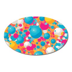 Circles Art Seamless Repeat Bright Colors Colorful Oval Magnet by 99art