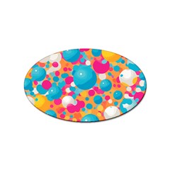 Circles Art Seamless Repeat Bright Colors Colorful Sticker Oval (100 Pack)