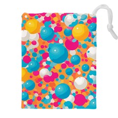 Circles Art Seamless Repeat Bright Colors Colorful Drawstring Pouch (4xl) by 99art