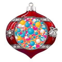 Circles Art Seamless Repeat Bright Colors Colorful Metal Snowflake And Bell Red Ornament by 99art