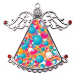 Circles Art Seamless Repeat Bright Colors Colorful Metal Angel with Crystal Ornament Front