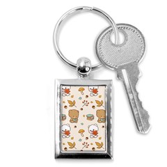 Bear Cartoon Background Pattern Seamless Animal Key Chain (rectangle) by 99art