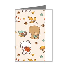 Bear Cartoon Background Pattern Seamless Animal Mini Greeting Card by 99art