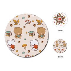 Bear Cartoon Background Pattern Seamless Animal Playing Cards Single Design (round)