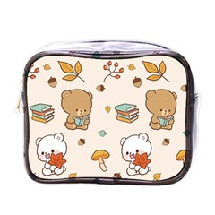 Bear Cartoon Background Pattern Seamless Animal Mini Toiletries Bag (one Side)