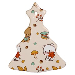 Bear Cartoon Background Pattern Seamless Animal Christmas Tree Ornament (two Sides)