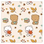 Bear Cartoon Background Pattern Seamless Animal Square Satin Scarf (36  x 36 ) Front