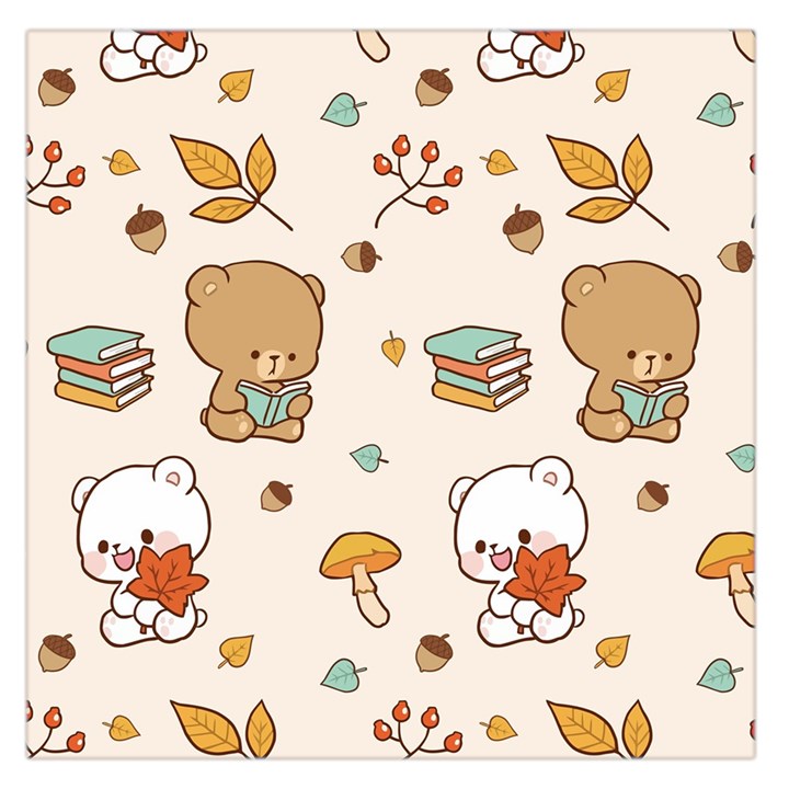 Bear Cartoon Background Pattern Seamless Animal Square Satin Scarf (36  x 36 )