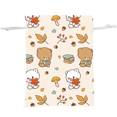 Bear Cartoon Background Pattern Seamless Animal Lightweight Drawstring Pouch (xl) by 99art