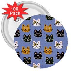 Cat Cat Background Animals Little Cat Pets Kittens 3  Buttons (100 Pack)  by 99art